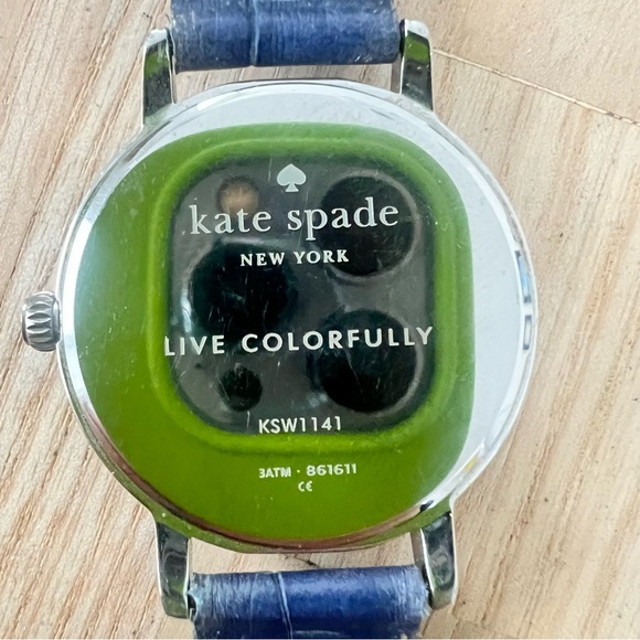 Kate spade ladies metro silver tone blue leather dress watch NEW BATTERY main image 9